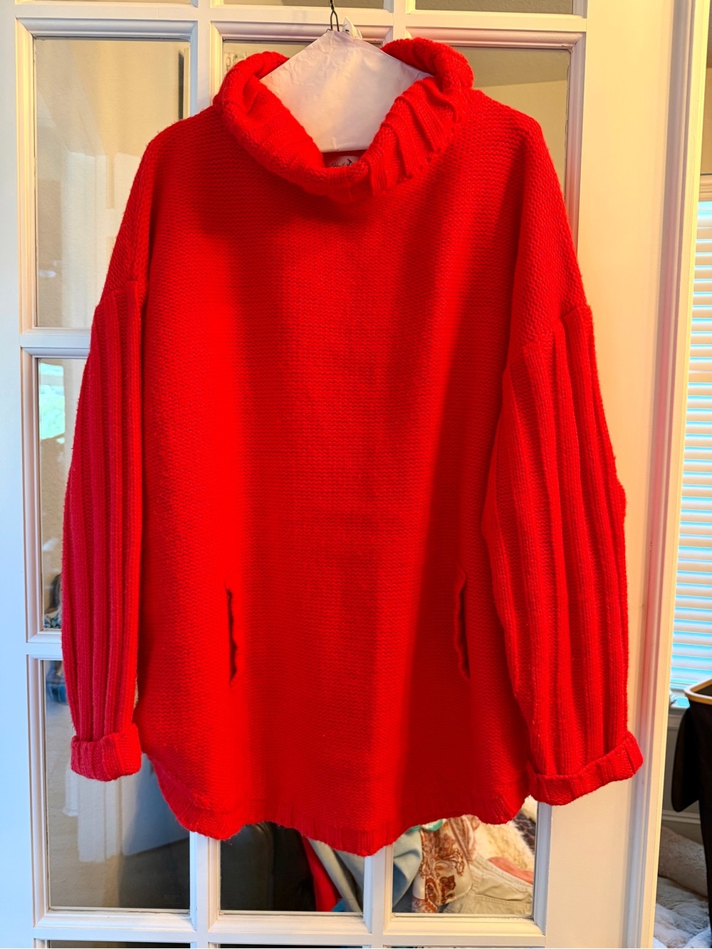Women's Red Cozy Cowl Neck Sweater